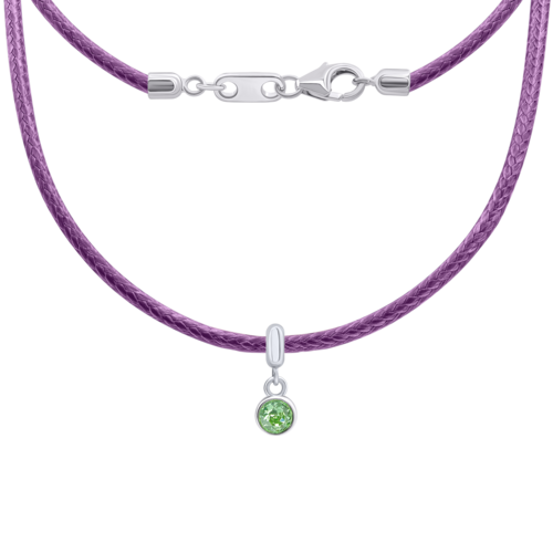 Колье на шнурке Талисман с зеленым фианитом фото