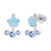 Сережки-джекети Хмаринка з блакитними емаллю та фіанітами фото №1