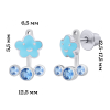 Сережки-джекети Хмаринка з блакитними емаллю та фіанітами фото №2