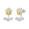 Сережки-джекети Лапоньки із жовтою емаллю та фіанітами фото №1