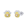 Сережки-джекети Лапоньки із жовтою емаллю та фіанітами фото №5