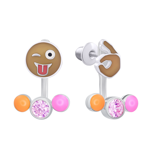 Сережки-джекеты Ты всегда ОК с эмалью и фианитами фото