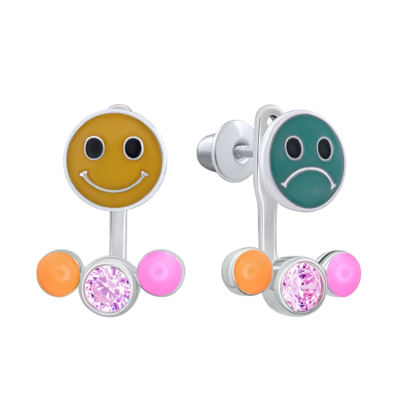 Сережки-джекети Ти завжди різна з емаллю та фінітами фото