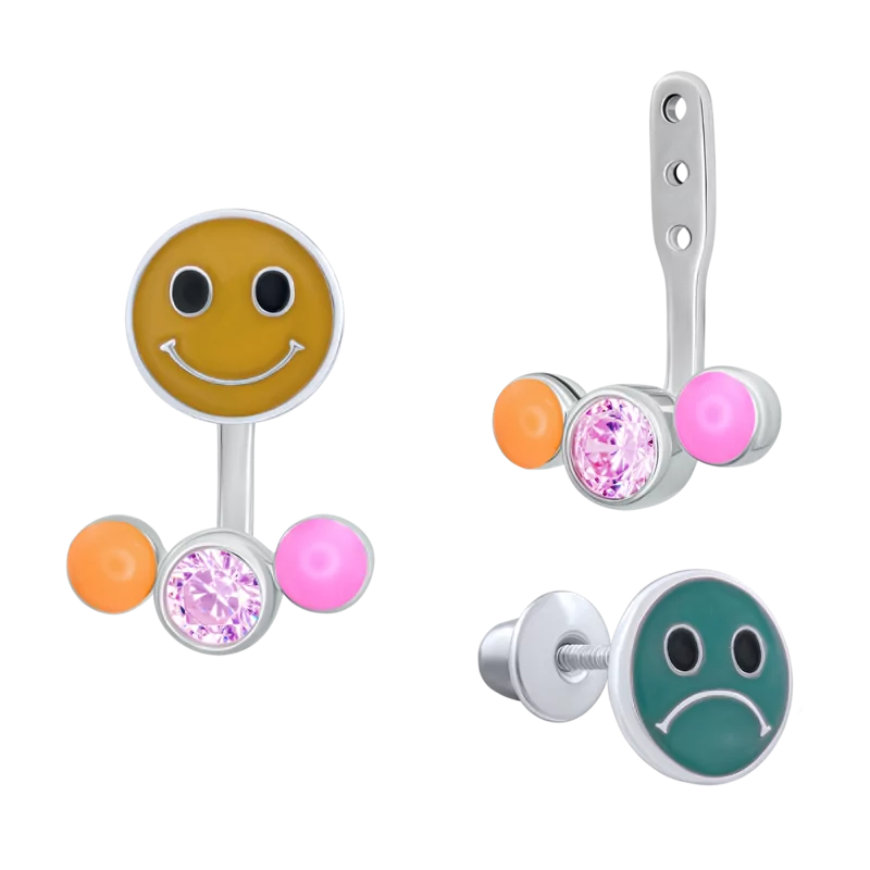 Сережки-джекети Ти завжди різна з емаллю та фінітами фото