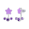 Сережки-джекети Зіроньки з фіолетовими емаллю та фіанітами фото №1
