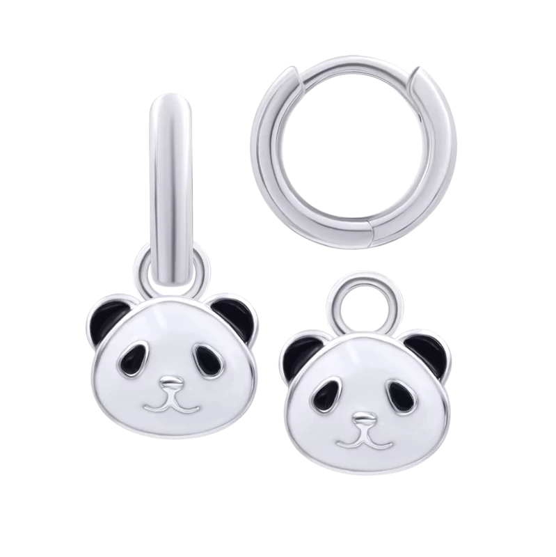 Earrings with pendants Panda, d 12 mm photo