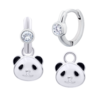 Сережки з підвісами Панда з білими фіанітами фото №1