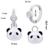 Сережки з підвісами Панда з білими фіанітами фото №3