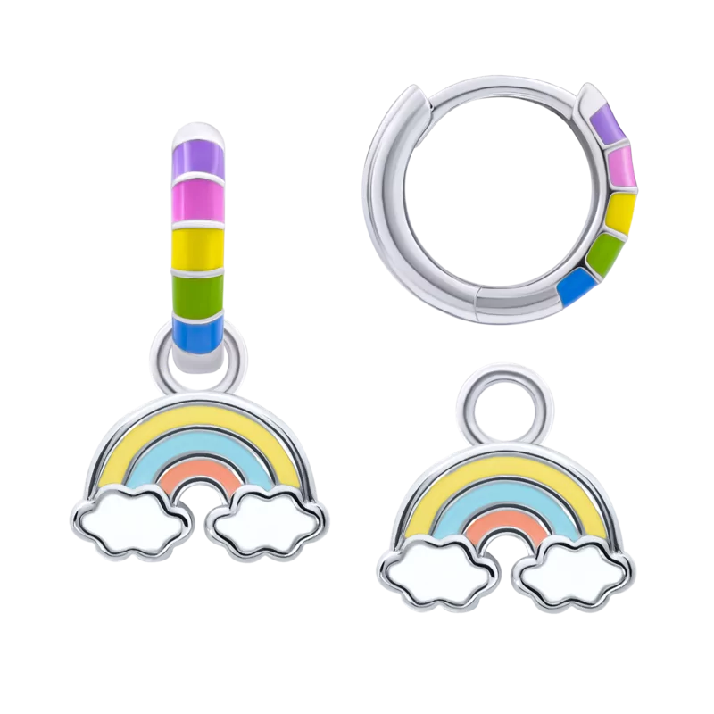 Rainbow earrings with pendants Colored Rainbow photo