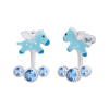 Сережки-джекети Пегас з блакитними емаллю та фіанітами фото №1