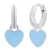 Сережки з підвісами Серце з блакитною емаллю фото №1