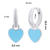 Сережки з підвісами Серце з блакитною емаллю фото №3