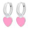 Сережки з підвісами Серце з рожевою емаллю фото №4