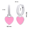 Сережки з підвісами Серце з рожевою емаллю фото №3