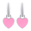 Сережки з підвісами Серце з рожевою емаллю, d 12 мм фото №6