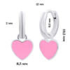 Сережки з підвісами Серце з рожевою емаллю, d 12 мм фото №4