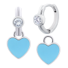 Сережки з підвісами Серце блакитне з білими фіанітами фото №1