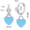 Сережки з підвісами Серце блакитне з білими фіанітами фото №3