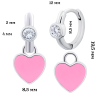 Сережки з підвісами Серце рожеве з білими фіанітами фото №3