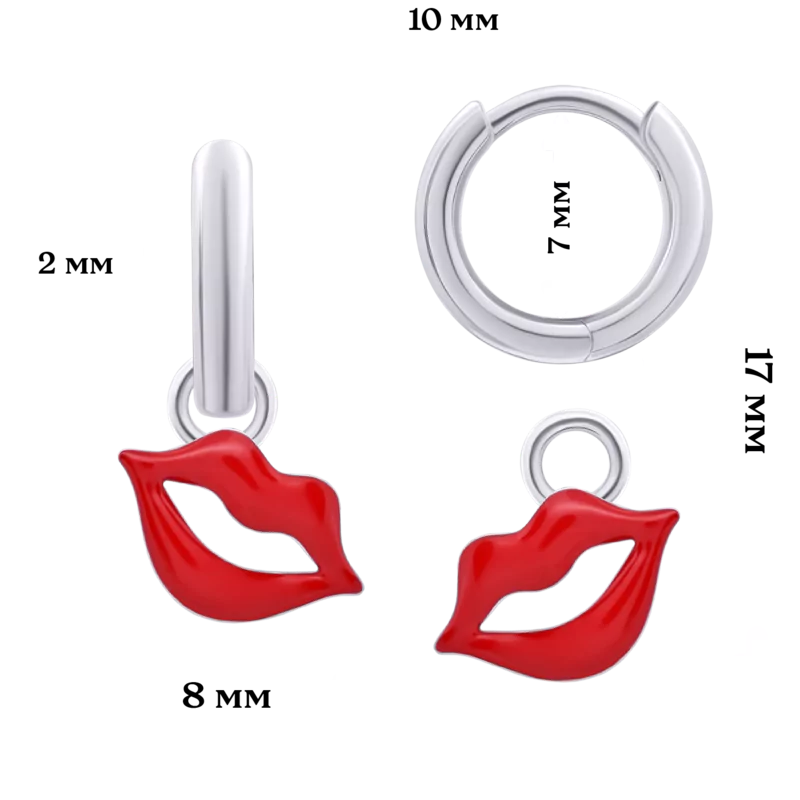 Earrings with pendants Lips photo