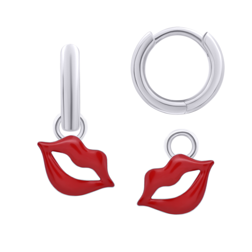 Сережки з підвісами Губки червоні, d 12 mm фото