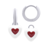 Підвіски до сережок Серце в серці з біло-червоною емаллю фото №3