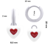 Сережки з підвісами Серце в серці з біло-червоною емаллю фото №3