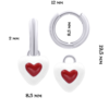 Сережки з підвісами Серце в серці з біло-червоною емаллю, d 12 мм фото №3