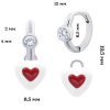 Сережки з підвісами Серце в серці з білими фіанітами фото №3