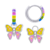 Сережки веселкові з підвісами Метелик з кристалами з кольоровою емаллю та фіанітами, d 12 мм фото №1