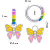 Сережки веселкові з підвісами Метелик з кристалами з кольоровою емаллю та фіанітами фото №3