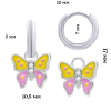 Сережки з підвісами Метелик з кристалами з кольоровою емаллю та фіанітами фото №3