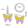 Сережки з підвісами Метелик з кристалами з кольоровою емаллю та фіанітами, d 12 mm фото №3