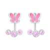 Сережки-джекети Метелики з рожевими емаллю та фіанітами фото №3