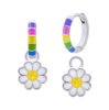 Сережки веселкові з підвісами Ромашка з різнокольоровою емаллю фото №1