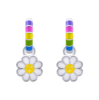 Сережки веселкові з підвісами Ромашка з різнокольоровою емаллю фото №4