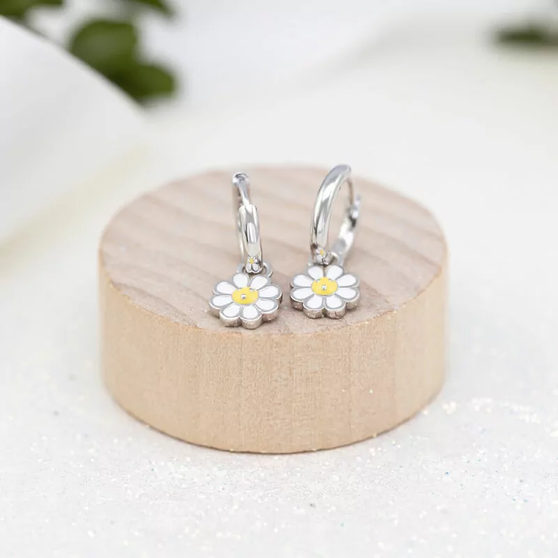 Earrings with pendants Chamomile, d 12 mm photo