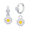 Сережки з підвісами Ромашка з білими фіанітами фото №1