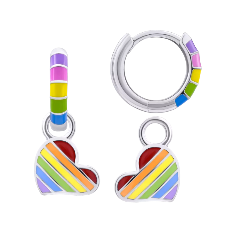 Rainbow earrings with pendants Colored Heart photo