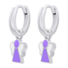 Сережки з підвісами Янголятко з фіолетовою та білою емаллю фото №5