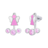 Серьги-джекеты Ангелочек с розовыми эмалью и фианитами фото №1