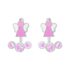 Серьги-джекеты Ангелочек с розовыми эмалью и фианитами фото №3