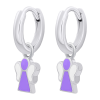 Сережки з підвісами Янголятко з фіолетовою та білою емаллю, d 12 мм фото №5