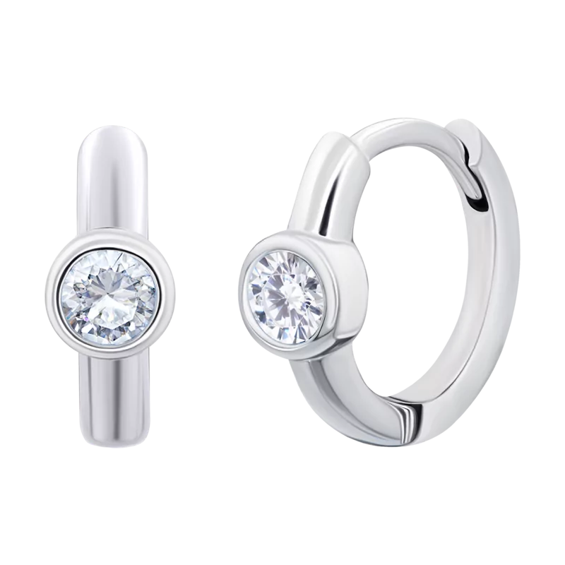 Сережки з підвісами Янголятко блакитне з білими фіанітами фото