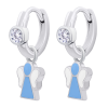 Сережки з підвісами Янголятко блакитне з білими фіанітами фото №6