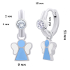 Сережки з підвісами Янголятко блакитне з білими фіанітами фото №3