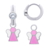 Сережки з підвісами Янголятко рожеве з білими фіанітами фото №5