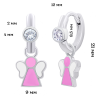 Сережки з підвісами Янголятко рожеве з білими фіанітами фото №3