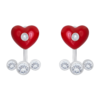 Сережки-джекети Серденько з червоною емаллю та фіанітами фото №4
