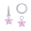 Сережки з підвісами Зірка сяюча з рожевими фіанітами, d 12 мм фото №1